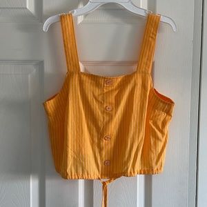 NWT a new day Orange Stripe Linen-Blend Crop | Size S